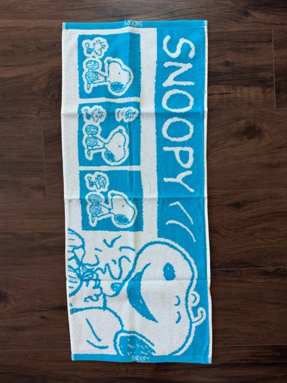 Snoopy Blue White Hand Face Towel New Woodstock Peanut 100% Cotton NEW